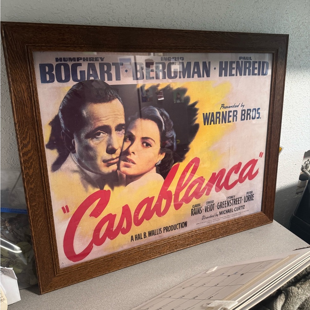 Casablanca Movie Poster in Wooden Frame